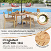 5-piece acacia wood patio dining set featuring a 2" umbrella hole, ideal for outdoor dining and relaxation.