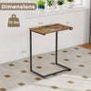 C-shaped end table with a rustic wood top and sturdy steel frame, perfect for laptops and snacks in any space.