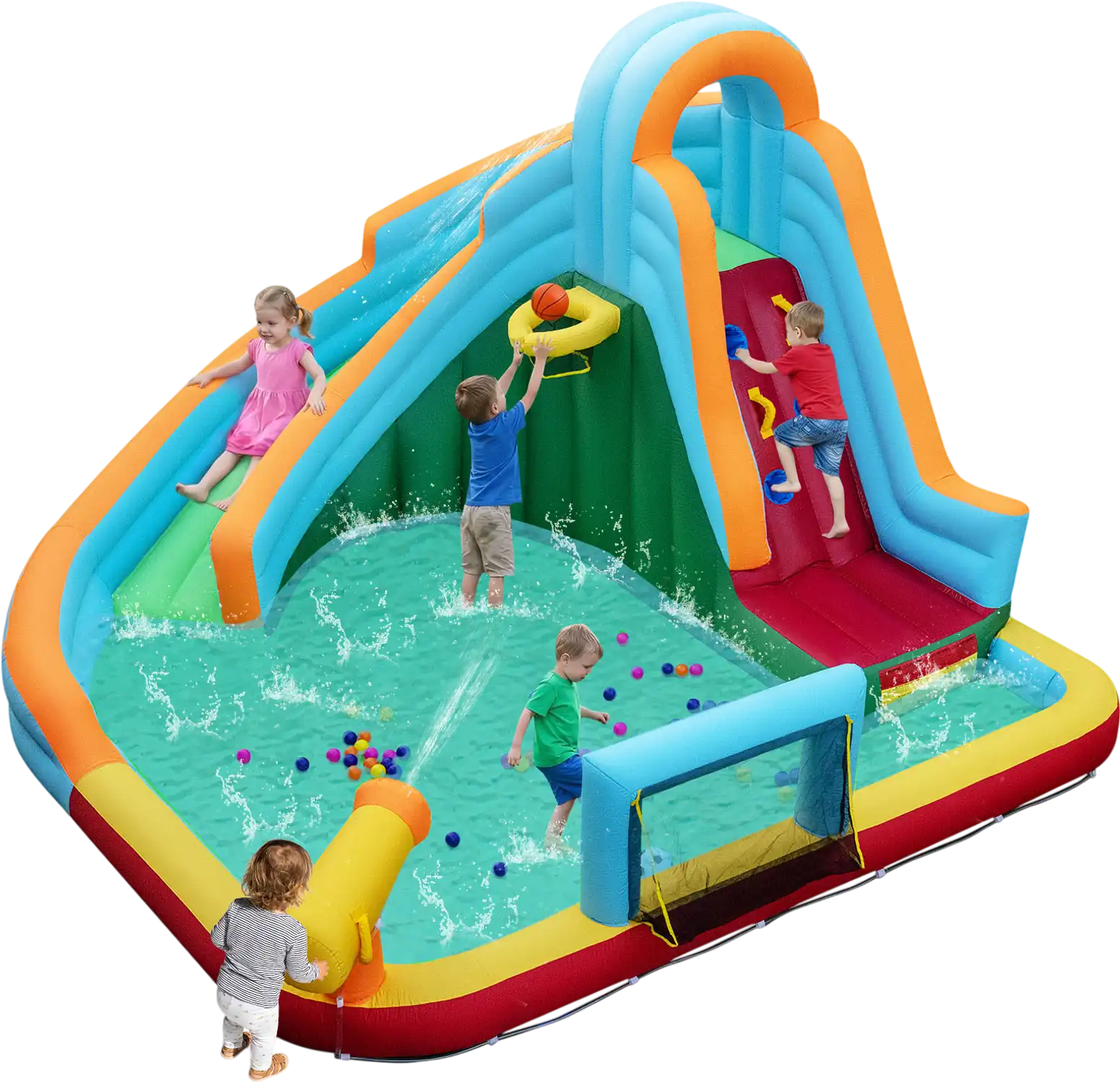 Costway 6-in-1 Giant Inflatable Water Slide Bounce House 22510085 New