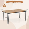 Dimensions of the 63-inch outdoor dining table with acacia wood top, designed for easy cleaning and stability.