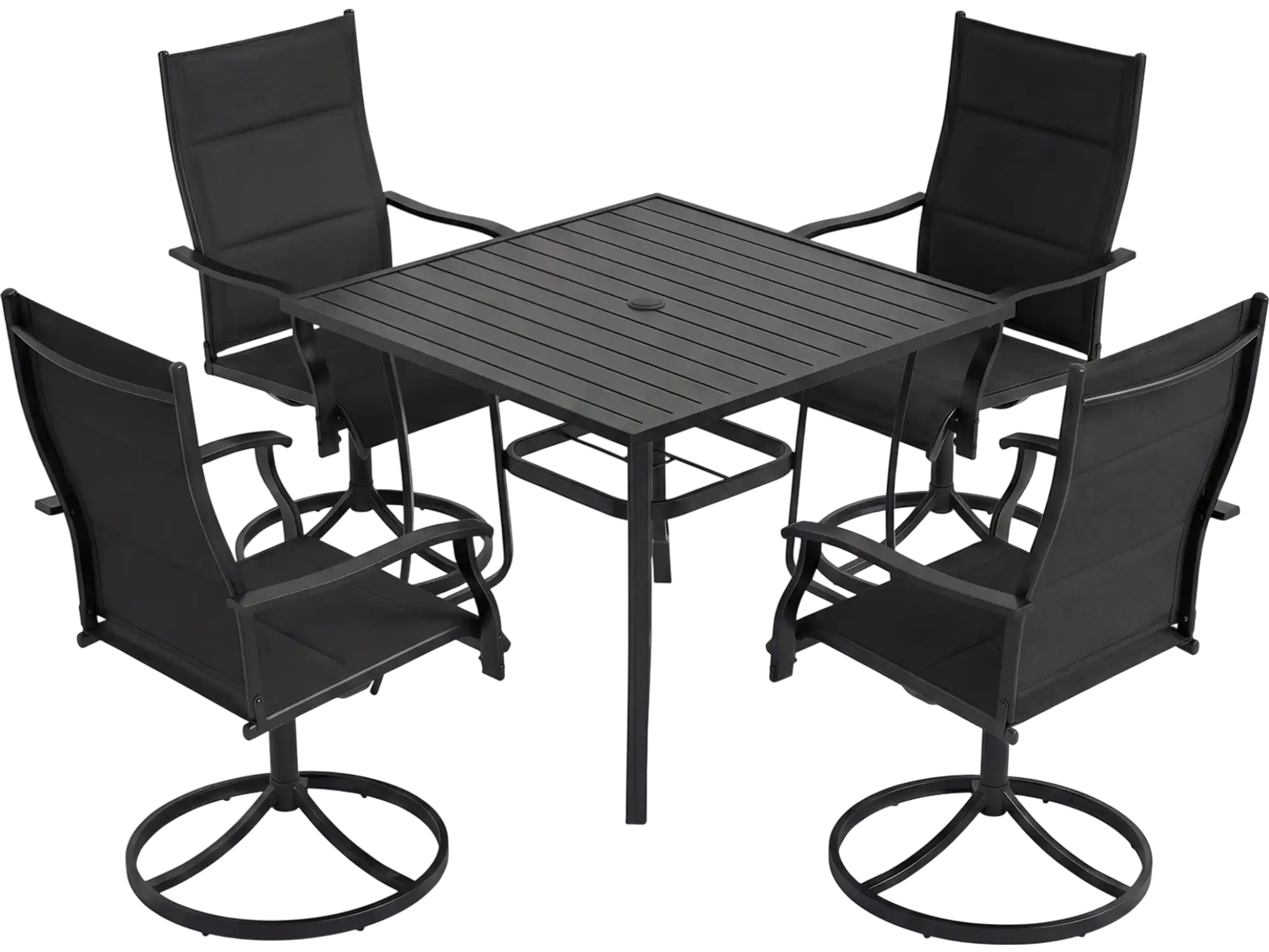 Costway 5-Pc Outdoor Patio Dining Set w/ 4 Swivel Chairs & 36