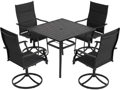 Costway 5-Pc Outdoor Patio Dining Set w/ 4 Swivel Chairs & 36