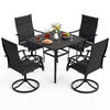 Top view of the 5-piece outdoor dining set with 4 swivel chairs and a square table, ideal for backyard gatherings.