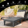 Adjustable chaise lounge recliner in gray with ergonomic design, perfect for outdoor relaxation in gardens or patios.