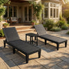 3-piece outdoor adjustable chaise lounge set with 2 recliners and side table, perfect for garden relaxation.