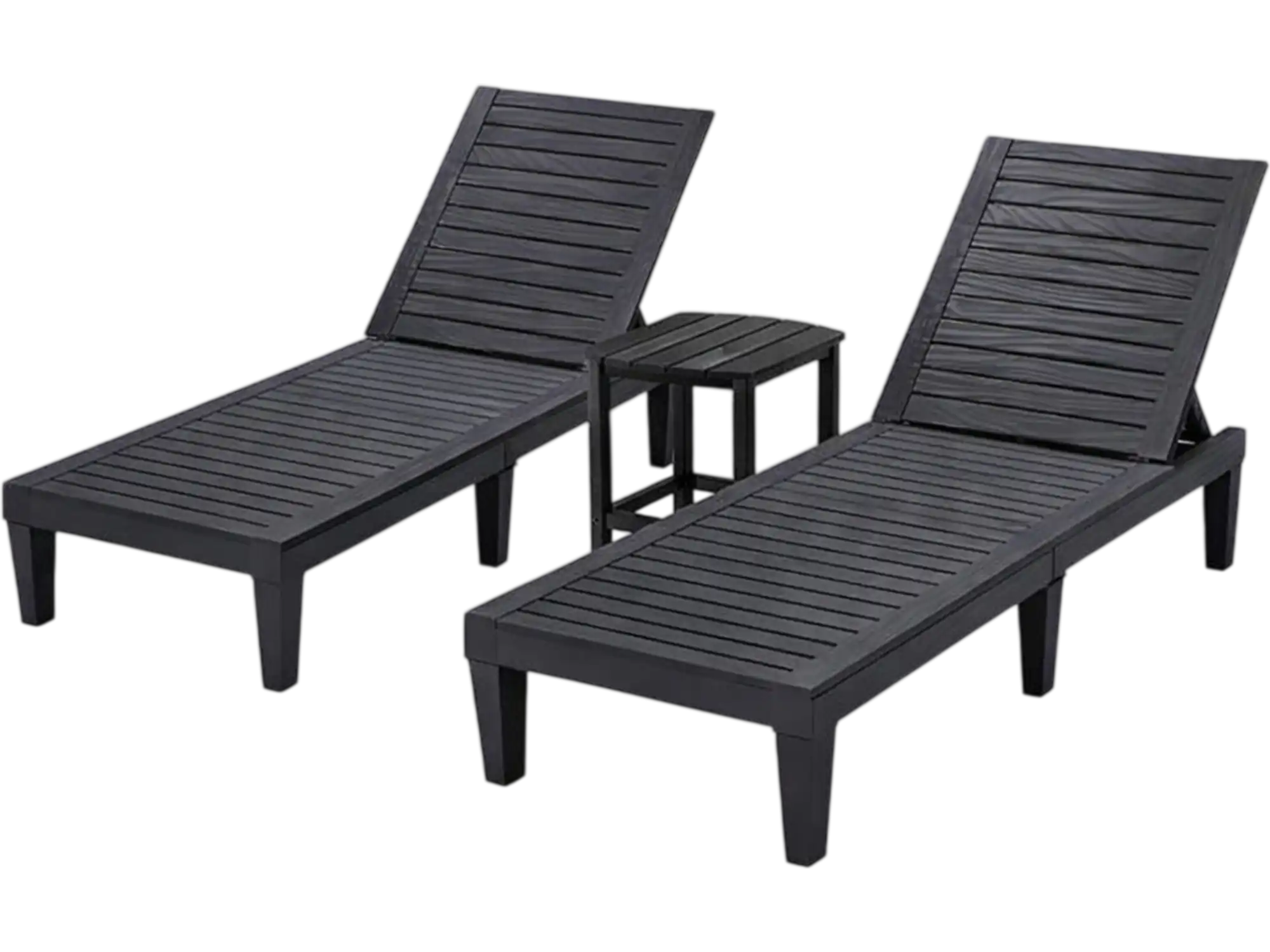 Costway 3-Piece Outdoor Adjustable Chaise Lounge Set 2 Recliners Side Table 53257273 New