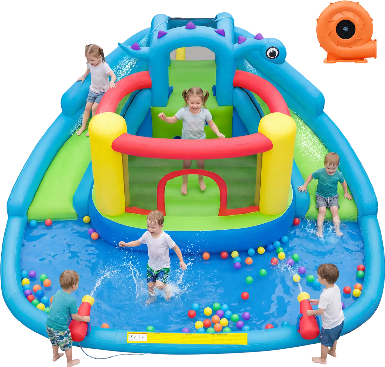 Costway Dinosaur Kids Inflatable Bounce House w/ 860W Air Blower 60159807 New
