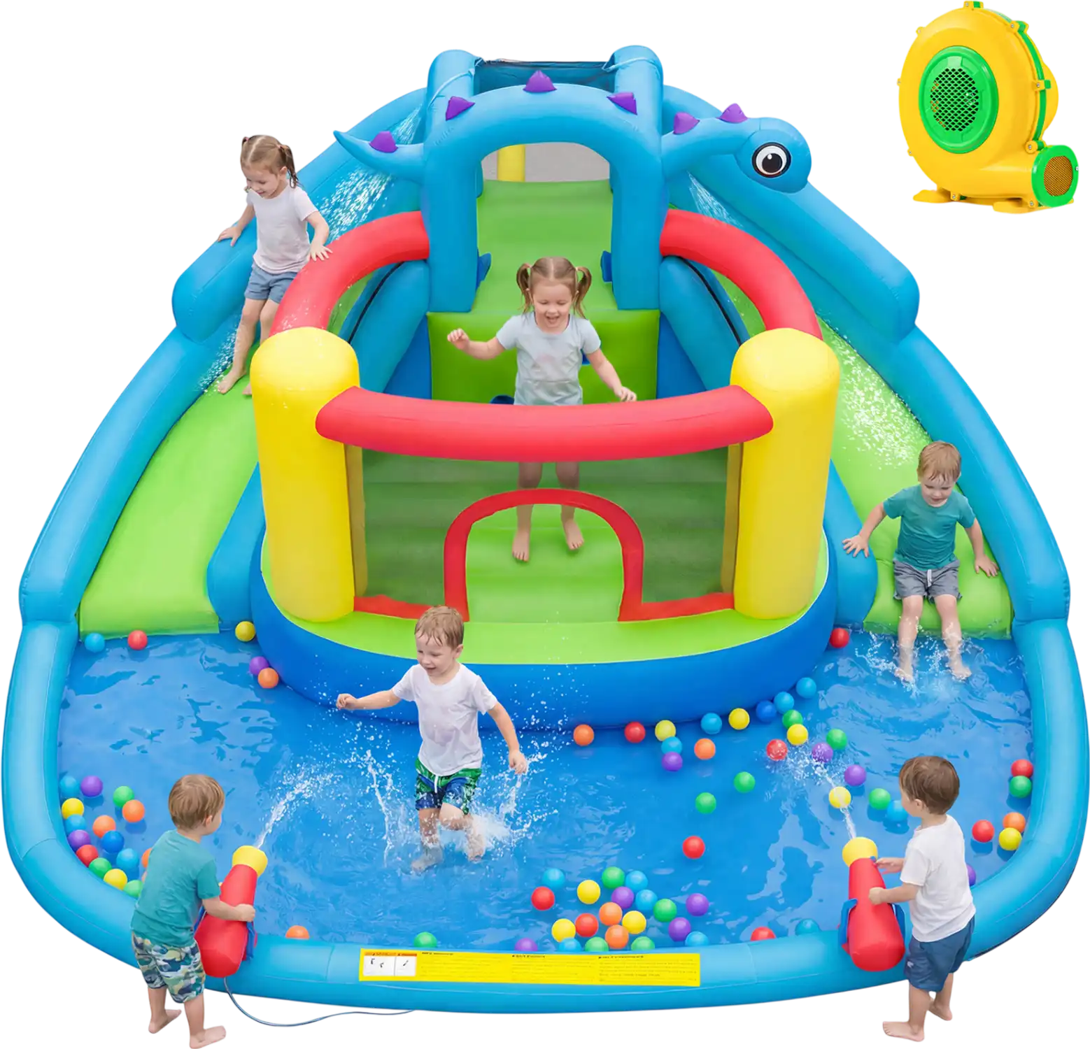 Costway Dinosaur Inflatable Water Slide Park w/ 950W Air Blower 79780852 New