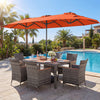 8-Piece Patio Dining Set with Double-Sided Market Umbrella-Orange - Gallery View 1 of 6