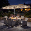 8 Pieces Outdoor Wicker Dining Furniture and 13.5 FT Double-Sided Patio Umbrella-Beige - Gallery View 1 of 6