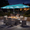 8 Pieces Outdoor Wicker Dining Furniture and 13.5 FT Double-Sided Patio Umbrella-Turquoise - Gallery View 1 of 6