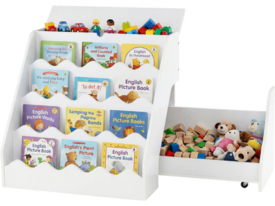Costway 2-In-1 Kids Bookshelf Toy Storage Organizer 53627079 New