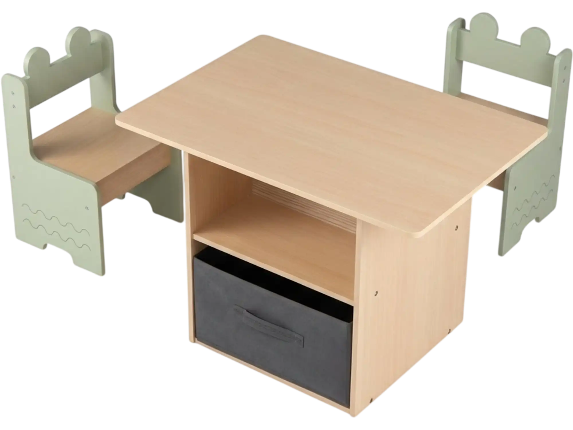 Costway Wooden Kids Table & Chairs Set 2 Open Compartments 98683219 New