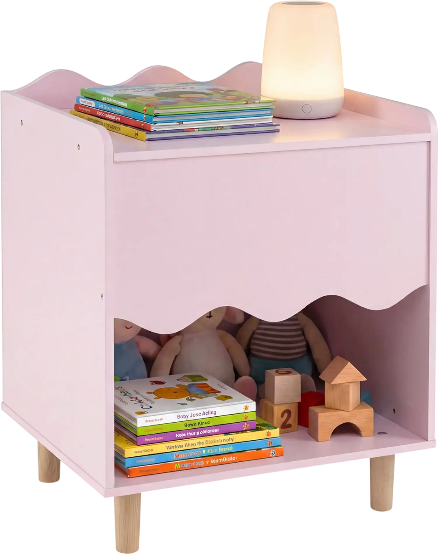 Costway Toddler Scalloped Side Table Open Compartment 13492053 New
