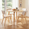 5-piece dining table set featuring a natural rubber wood table and 4 padded chairs with teddy velvet upholstery.
