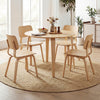 5-piece dining table set featuring a natural rubber wood table and 4 padded chairs, ideal for kitchen or dining room.