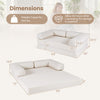 Convertible folding sofa bed in beige with removable armrests, plush corduroy cover, and ergonomic design for versatile.