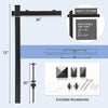 Black 72" vinyl UPVC real estate yard sign post with 36" arm, includes stainless steel clips for easy mounting.
