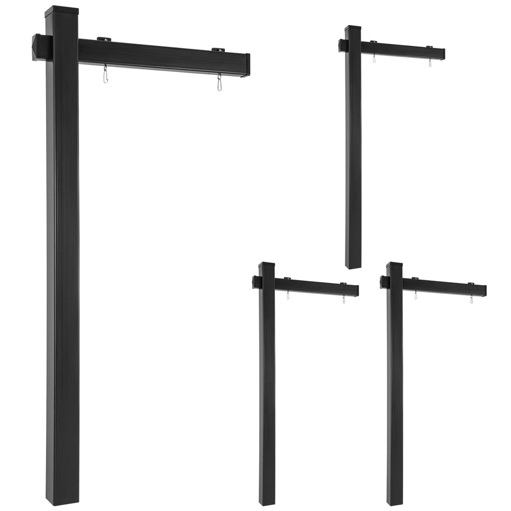 Set of 4 black vinyl UPVC real estate yard sign posts, 6 feet tall, designed for easy installation and durability.