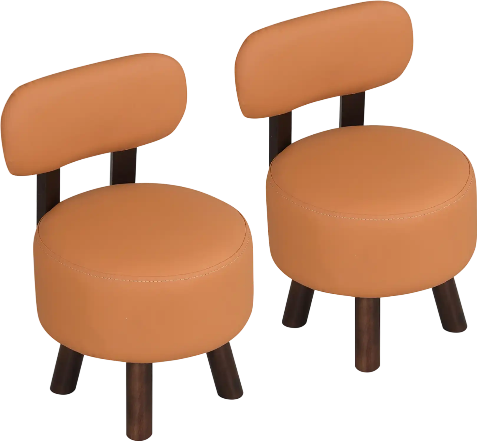 Costway Round Ottoman Footrest Stool Set of 2 with Backrest 22416231 New
