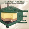 Green small rolling footrest stool with faux leather, high-density sponge, and lockable wheels for versatile use.