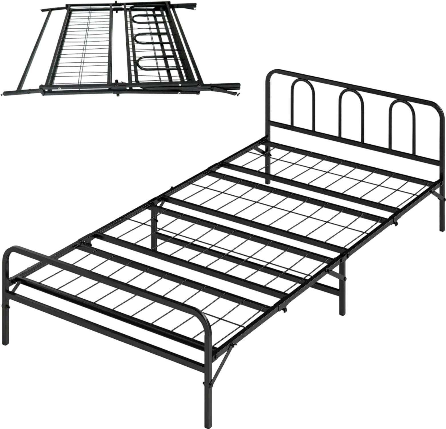 Costway Heavy Duty Metal Twin Foldable Bed Frame w/ Headboard Footboard 99717285 New