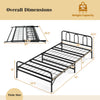 Twin size heavy-duty metal foldable bed frame in black with headboard and footboard, designed for easy storage and.