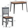 Dining table and chair set featuring a walnut wood grain finish, solid rubber wood structure, ideal for home kitchen.