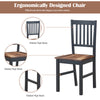 High backrest dining chair with slatted design in walnut finish, made of rubber wood for stability and comfort.