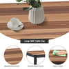 Large MDF table top with walnut wood grain finish, featuring smooth round corners for easy cleaning and safety.