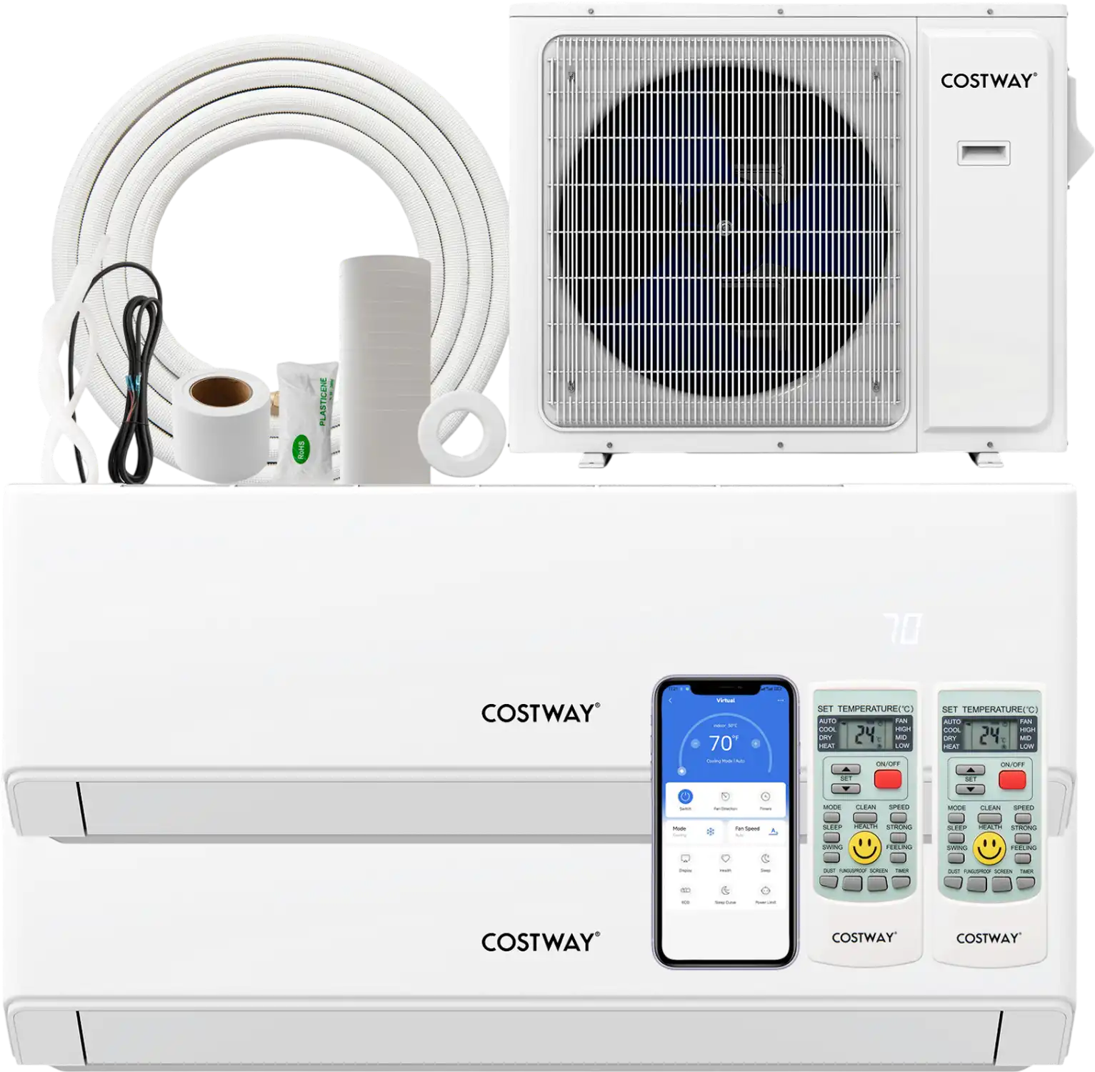 Costway UltrEco 24,000 BTU 2 Zone 23 SEER2 WiFi Mini Split Air Conditioner Heat Pump 51076203 New