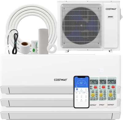Costway 24000 BTU 3 Zone Mini Split Air Conditioner Heat Pump WiFi 23 SEER2 UltrEco Series 12021109 New