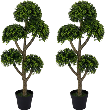 Costway Set of 2 Artificial Boxwood Topiary Trees 46