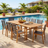 9-piece expandable patio dining set featuring acacia wood table and ergonomic PE rattan chairs, perfect for outdoor.