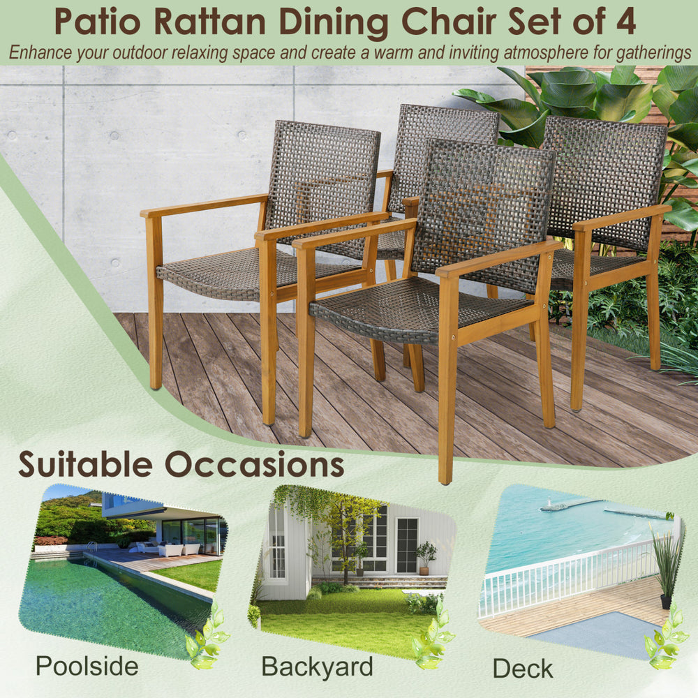 Patio dining set featuring an adjustable acacia wood table and ergonomic chairs, perfect for garden gatherings.