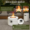 Fire pit table set with adjustable flame control, made of durable terrazzo, ideal for outdoor warmth and relaxation.