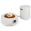 Terrazzo fire pit table set with stainless steel burner, 40,000 BTU, includes gas tank holder side table for outdoor.