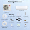 X-Pro 27000 BTU mini split AC package includes outdoor and indoor units, copper pipes, and installation accessories for.
