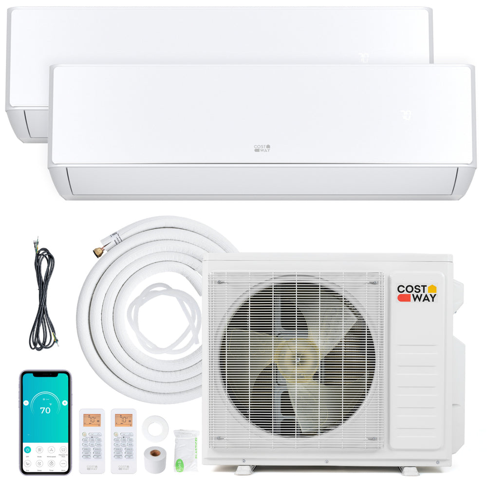X-Pro 27000 BTU 2 Zone 24 SEER2 Mini Split AC with Heat Pump-9K + 12K - Gallery View 1 of 10