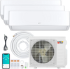 X-Pro 27000 BTU 3 Zone Mini Split AC system with heat pump, includes indoor units and outdoor compressor for efficient.