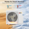 Mini split AC unit with heat pump, 27000 BTU, designed for efficient cooling and heating in harsh weather conditions.