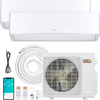 X-Pro 18000 BTU mini split AC system with heat pump for 2 zones, featuring inverter technology and smartphone control.