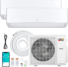 X-Pro 35000 BTU mini split AC system with heat pump, includes two indoor units and outdoor unit for efficient cooling.