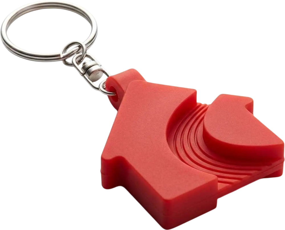 Cute Red House-Shaped Silicone Keychain with Key Ring