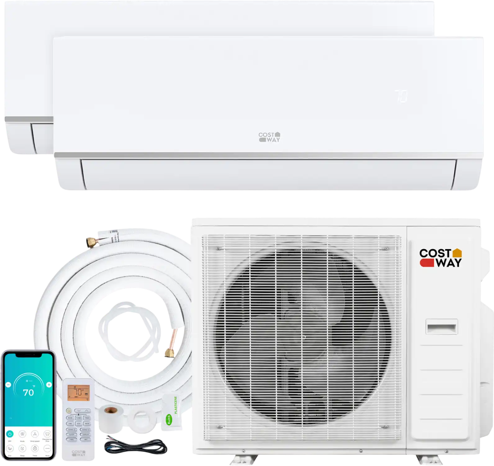 Costway Blast Pro 38,000 BTU 2 Zone 20 SEER2 Mini Split AC Heat Pump 70644572 New