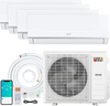 Blast Pro 38000 BTU 4 Zone Mini Split AC system with outdoor unit, remote, and installation accessories for efficient.