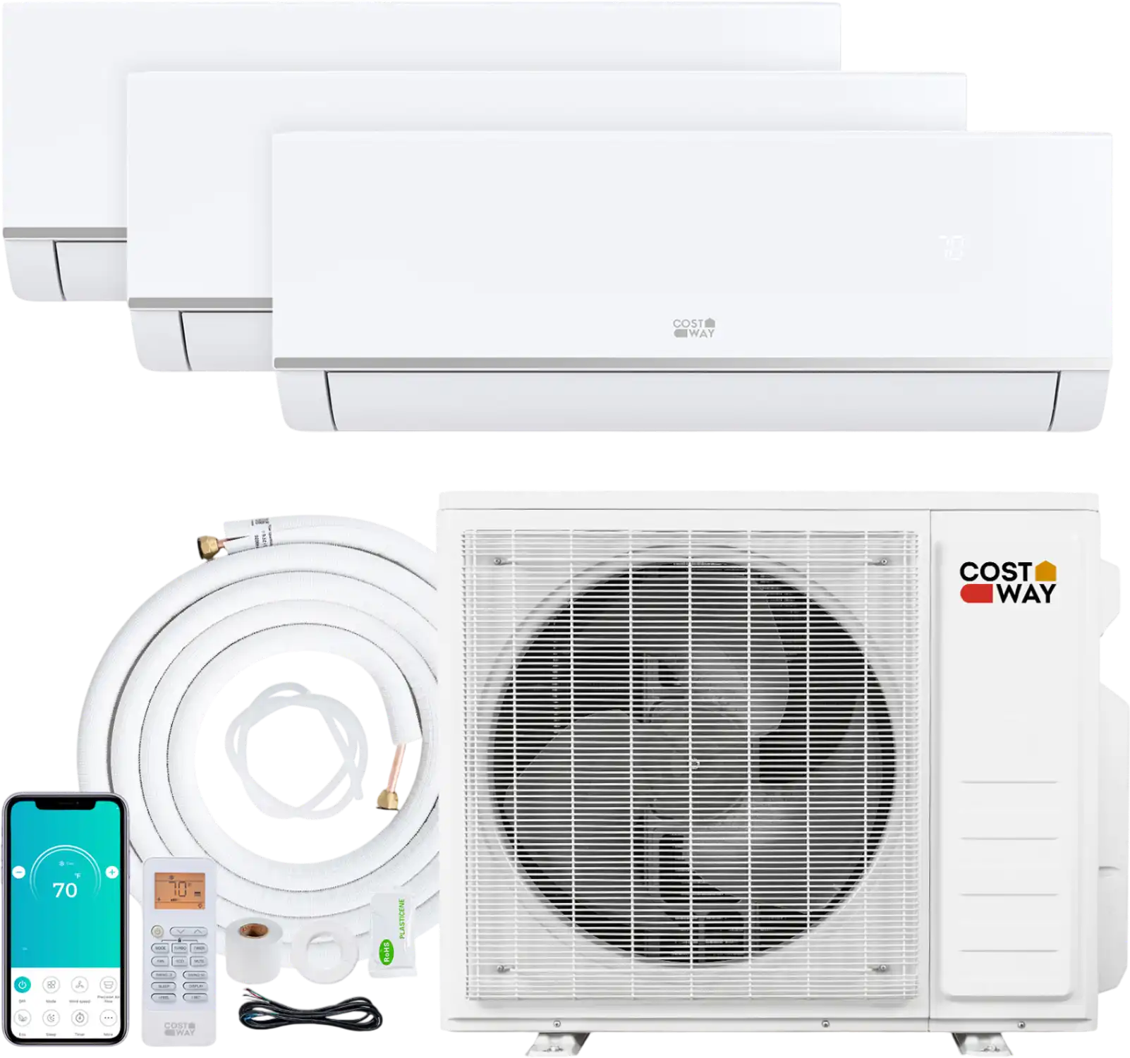 Costway 28000 BTU 3 Zone 20 SEER2 Mini Split AC Heat Pump 94274217 New