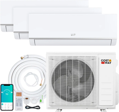 Costway 28000 BTU 3 Zone 20 SEER2 Mini Split AC Heat Pump 94274217 New