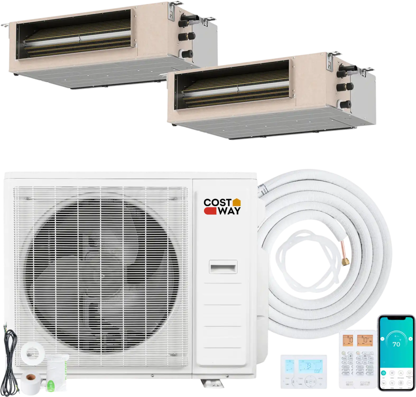 Costway X-Pro 35,000 BTU 2 Zone 22.5 SEER2 Concealed Ducted Mini Split AC 55149551 New