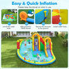 Giant bounce house with 2 long slides, splash pool, and 750W blower for yard parties and family gatherings.